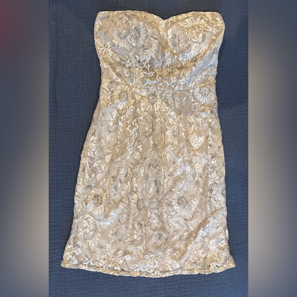 Ark & Co Strapless Cream Lace Dress